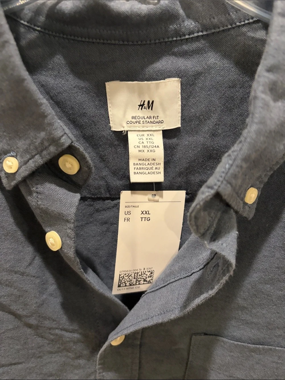 H&M Dark Blue Button-Down Shirt Jacket
